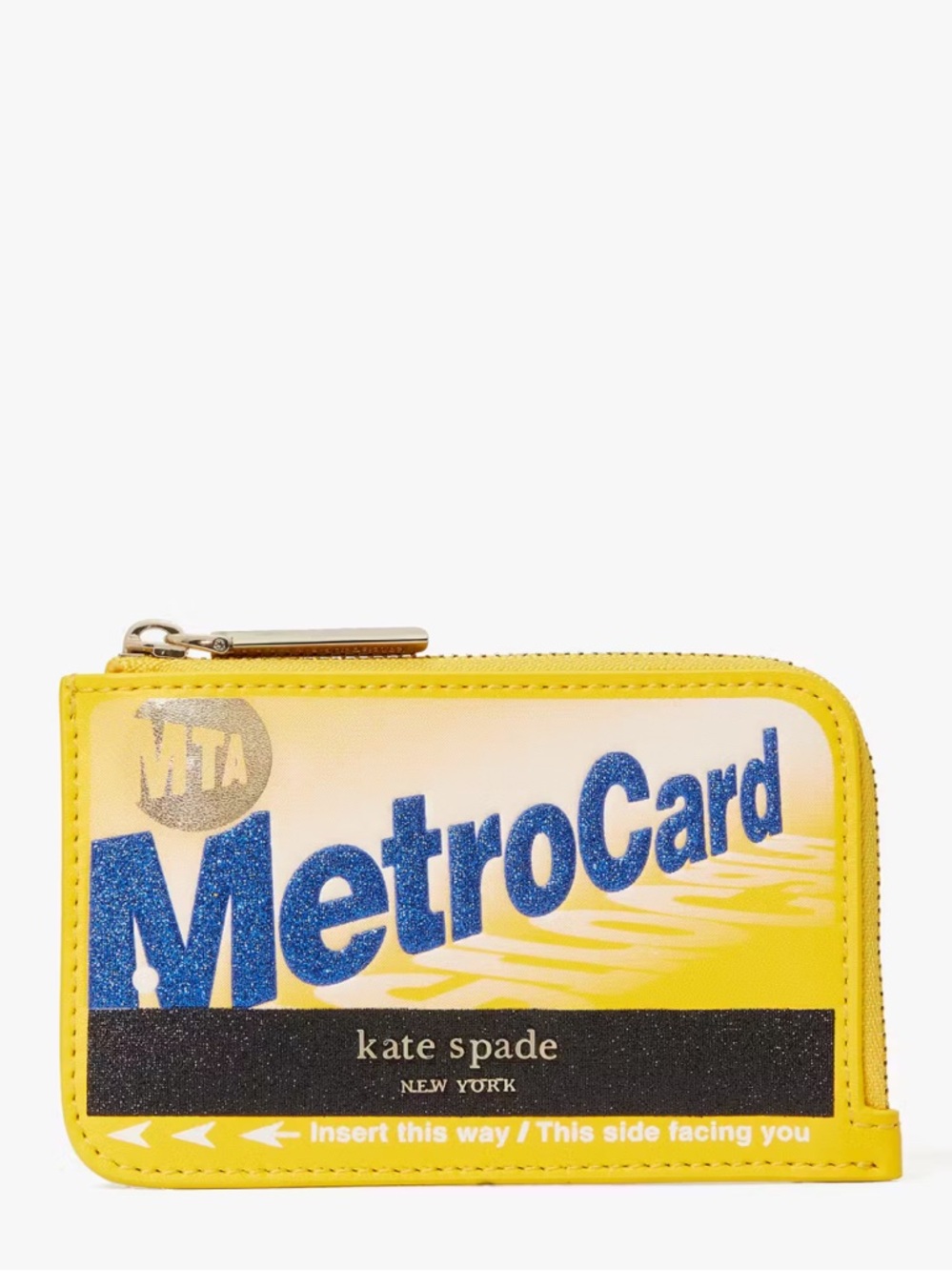 kate spade Yellow and Blue MetroCard Zip Card Holder